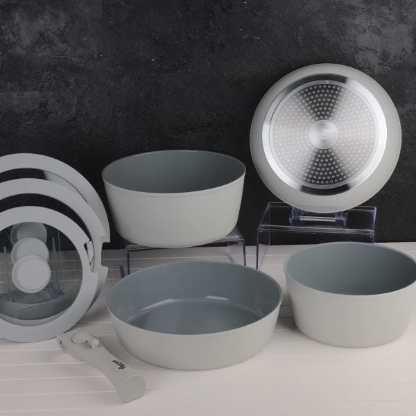 BONDY AMERCOOK 11 PARÇA TAK ÇIKAR GRİ TENCERE SET