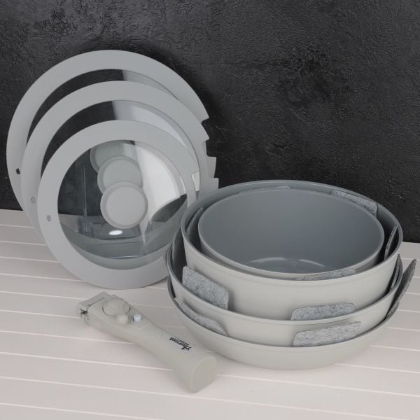 BONDY AMERCOOK 11 PARÇA TAK ÇIKAR GRİ TENCERE SET