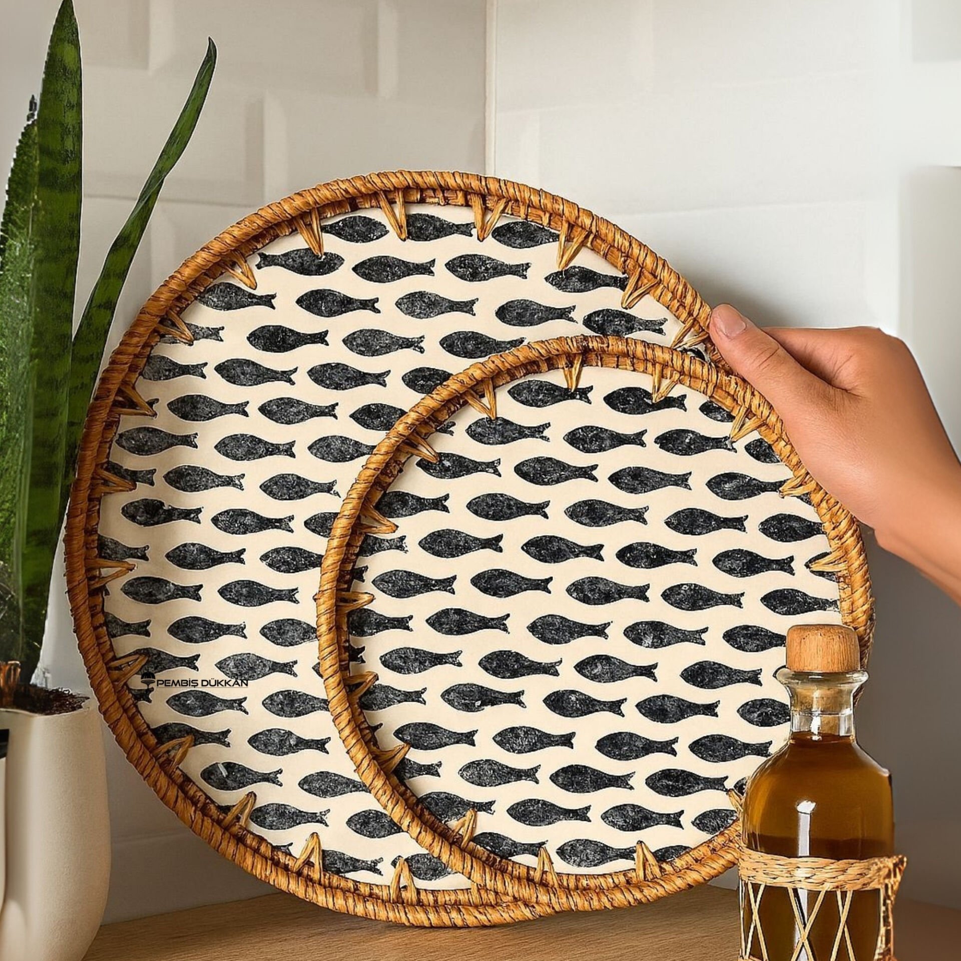 2Lİ SEDEF KULPSUZ YUVARLAK TEPSİ (1359) NO 3