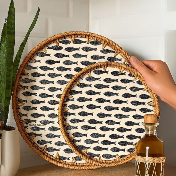 2Lİ SEDEF KULPSUZ YUVARLAK TEPSİ (1359) NO 3