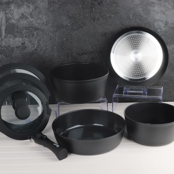 BONDY AMERCOOK 11 PARÇA TAK ÇIKAR SİYAH TENCERE SET