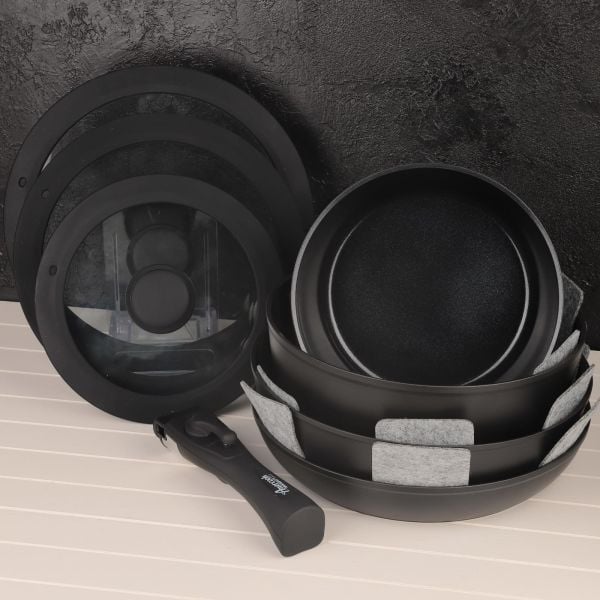 BONDY AMERCOOK 11 PARÇA TAK ÇIKAR SİYAH TENCERE SET
