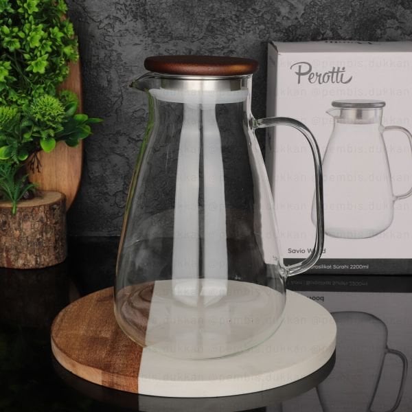 SAVİO WOOD BOROSİLİKAT CAM 2200 ML SÜRAHİ (16468)