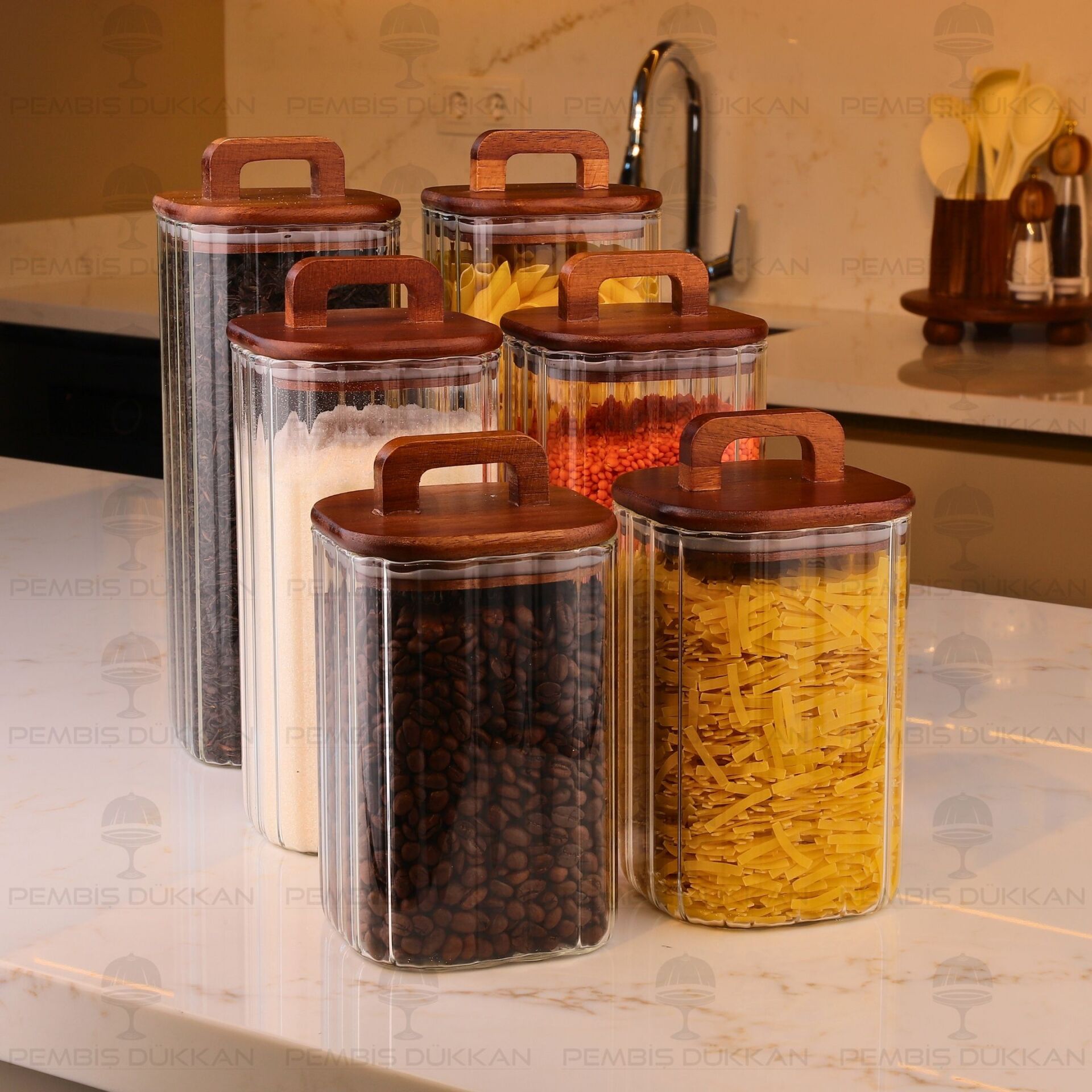 6LI EMİLLA ERZAK AKASYA KAPAKLI KAVANOZ SET (BOR090-091-092)