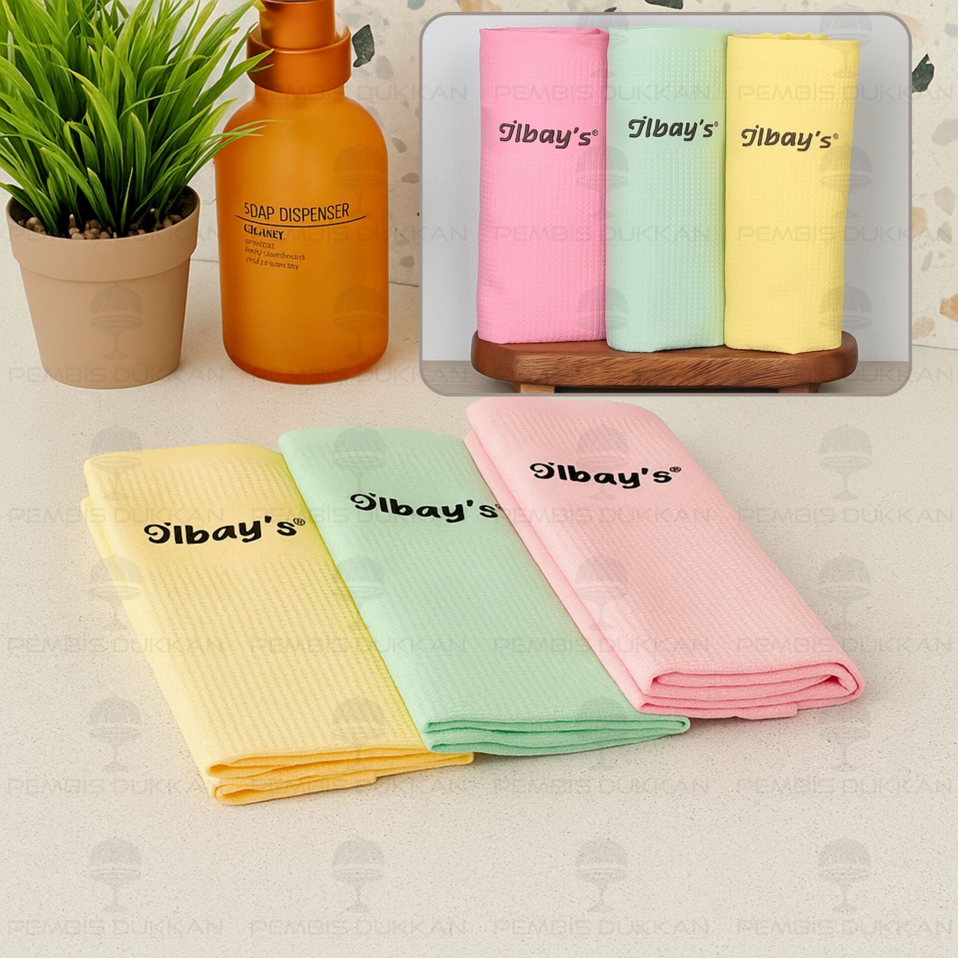 İLBAYS 3LÜ MİKROFİBER BEZ (PEMBE-YEŞİL-SARI)