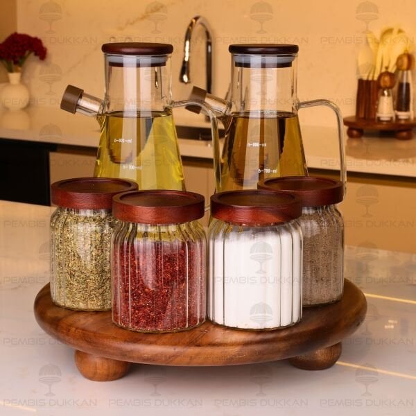 7Lİ AKASYA STANDLI SERENİT & MENNY OCAK YANI YAĞDANLIK KOMBİN SET