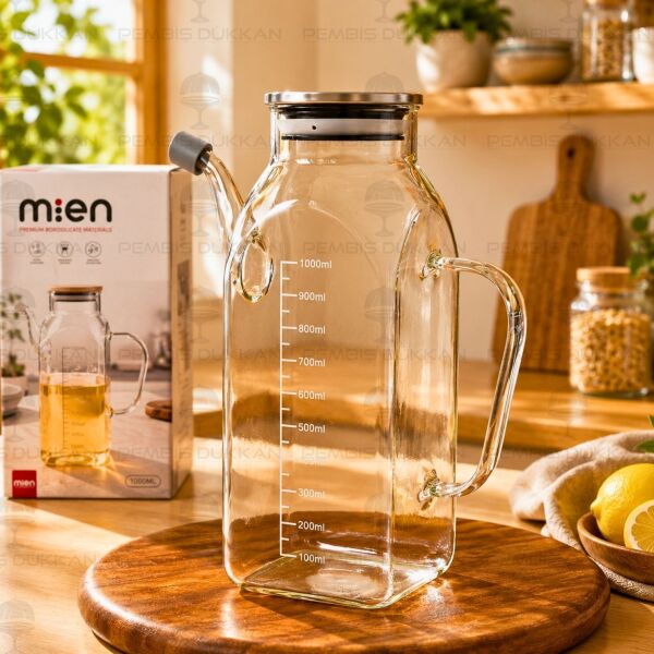 Kare Metal Kapaklı 1000ml Yağdanlık (Gla013)
