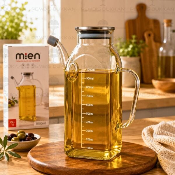 Kare Metal Kapaklı 1000ml Yağdanlık (Gla013)