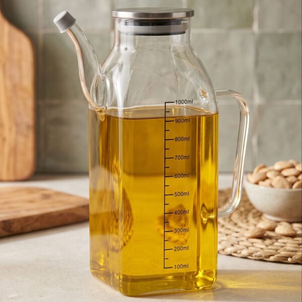 Kare Metal Kapaklı 1000ml Yağdanlık (Gla013)