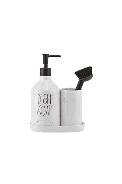 SAPONE WHİTE FIRÇALIKLI SABUNLUK SET (16747)