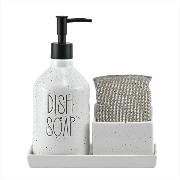 SAPONE WHİTE SÜNGERLİKLİ SABUNLUK SET (16749)
