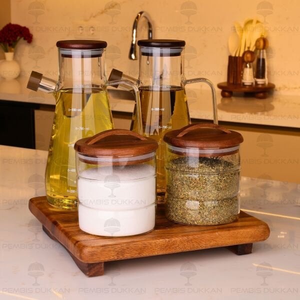 5Lİ AKASYA STANDLI SERENİT & LUVA OCAK YANI YAĞDANLIK KOMBİN SET (AKS139)