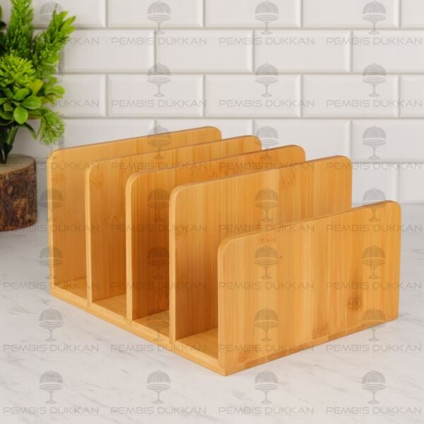 MN 4 LÜ BAMBU TABAK & TEPSİ & KAPAK DÜZENLEYİCİ STAND, TABAKLIK (740)