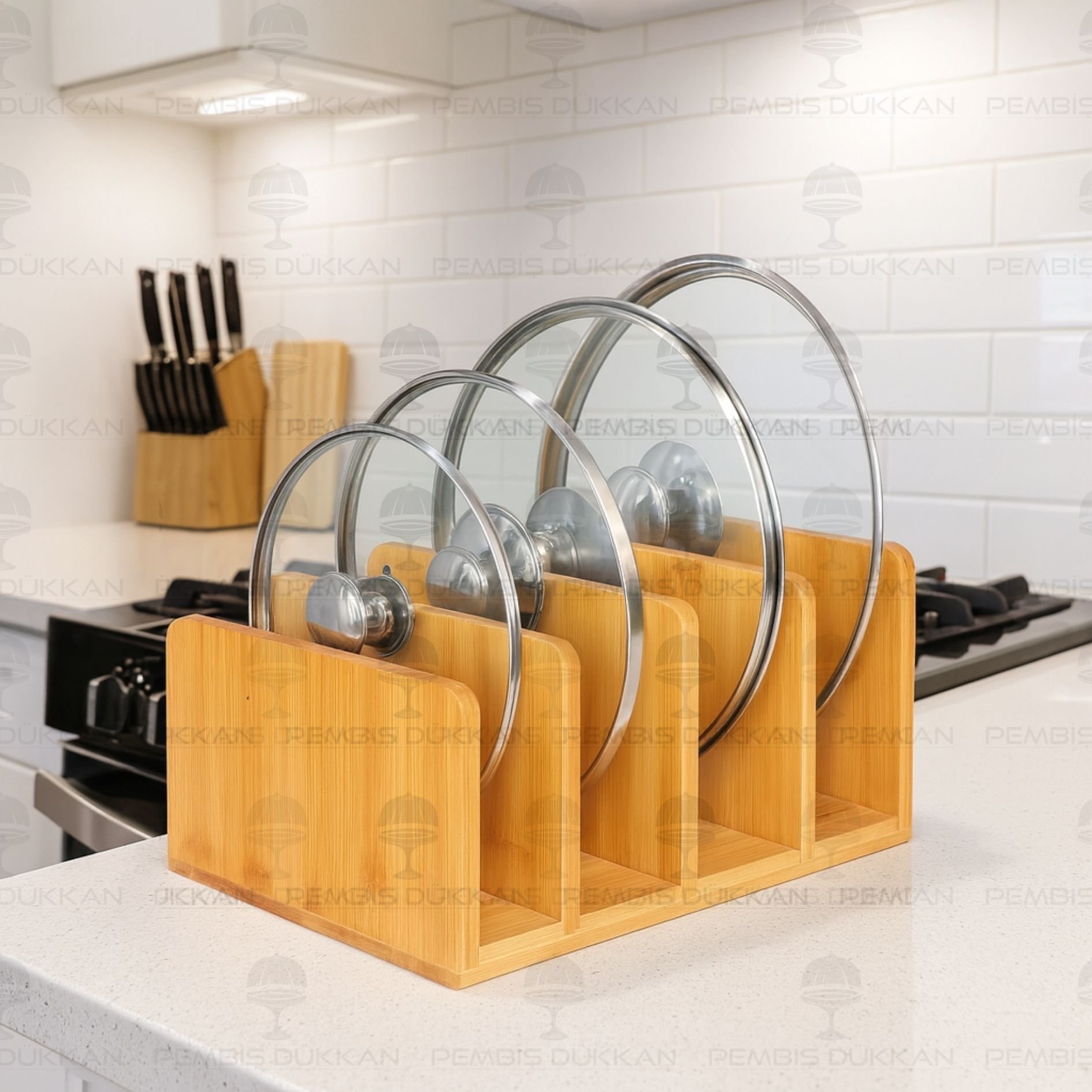 BAMBU 4 BÖLMELİ TABAK - TEPSİ - KAPAK DÜZENLEYİCİ STAND & TABAKLIK (740)