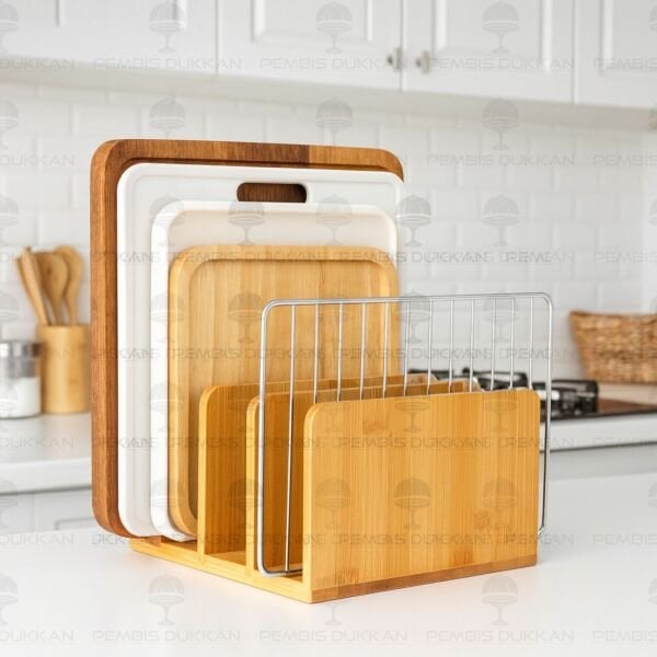 BAMBU 4 BÖLMELİ TABAK - TEPSİ - KAPAK DÜZENLEYİCİ STAND & TABAKLIK (740)