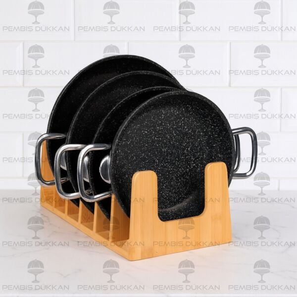 MN 6 LI BAMBU TABAK & TEPSİ & KAPAK DÜZENLEYİCİ STAND, TABAKLIK (739)