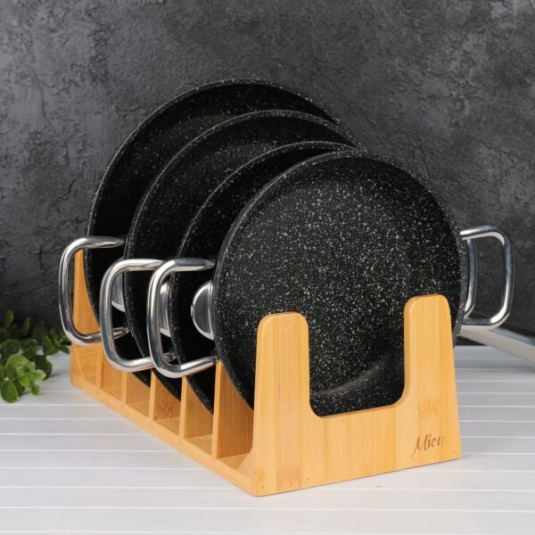 MN 6 LI BAMBU TABAK & TEPSİ & KAPAK DÜZENLEYİCİ STAND, TABAKLIK (739)