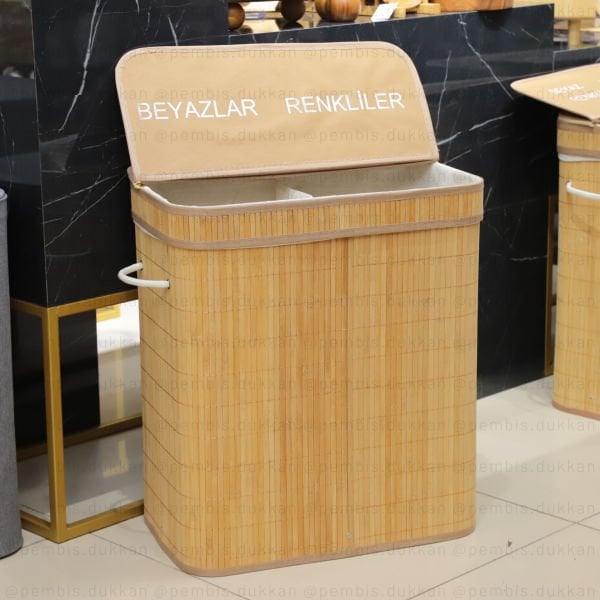 BAMBU 2 BÖLMELİ ÇAMAŞIR SEPETİ 3937