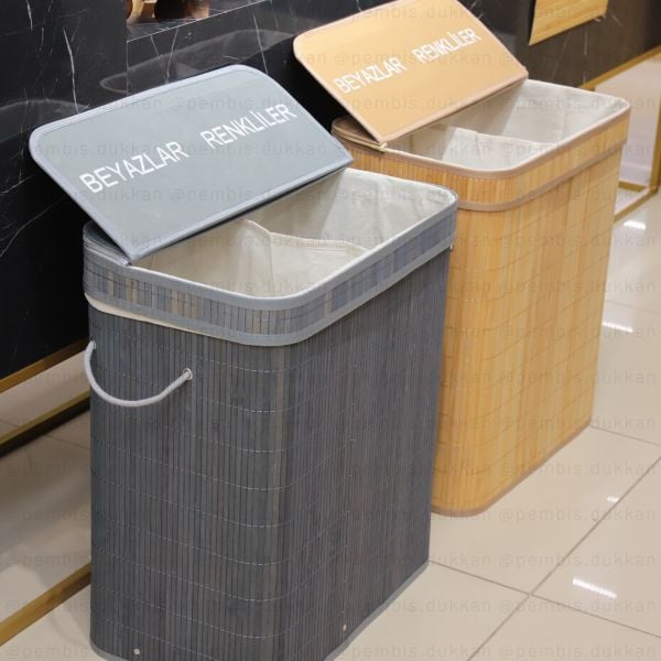 BAMBU 2 BÖLMELİ ÇAMAŞIR SEPETİ 3937