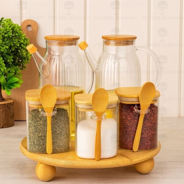 5Lİ YUVARLAK STANDLI, OCAK YANI YAĞDANLIK KOMBİN SET NO4