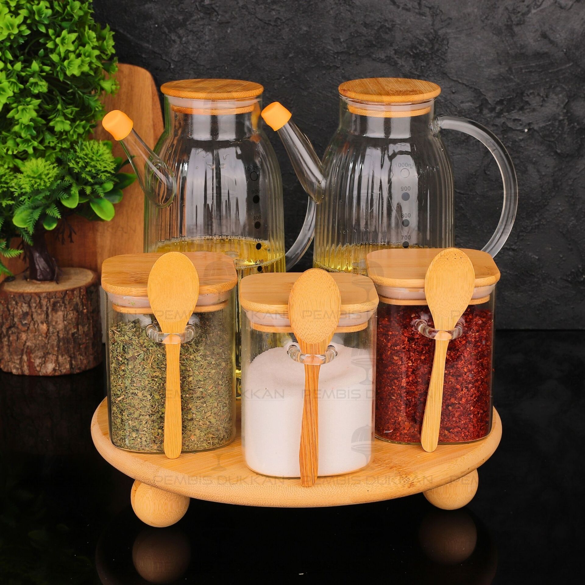 5Lİ YUVARLAK STANDLI, OCAK YANI YAĞDANLIK KOMBİN SET NO4