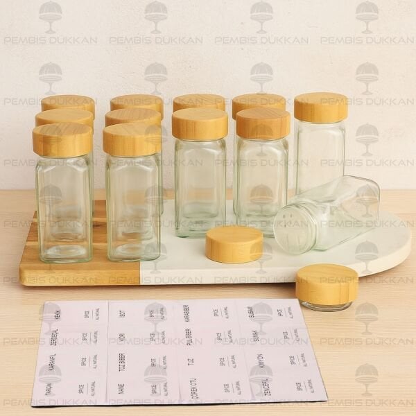 12Lİ BOHEM BAMBU KAPAKLI BAHARATLIK SET (7119008)