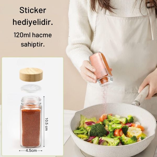 MN 12Lİ BAMBU KAPAKLI CAM BAHARATLIK SETİ(7119008)
