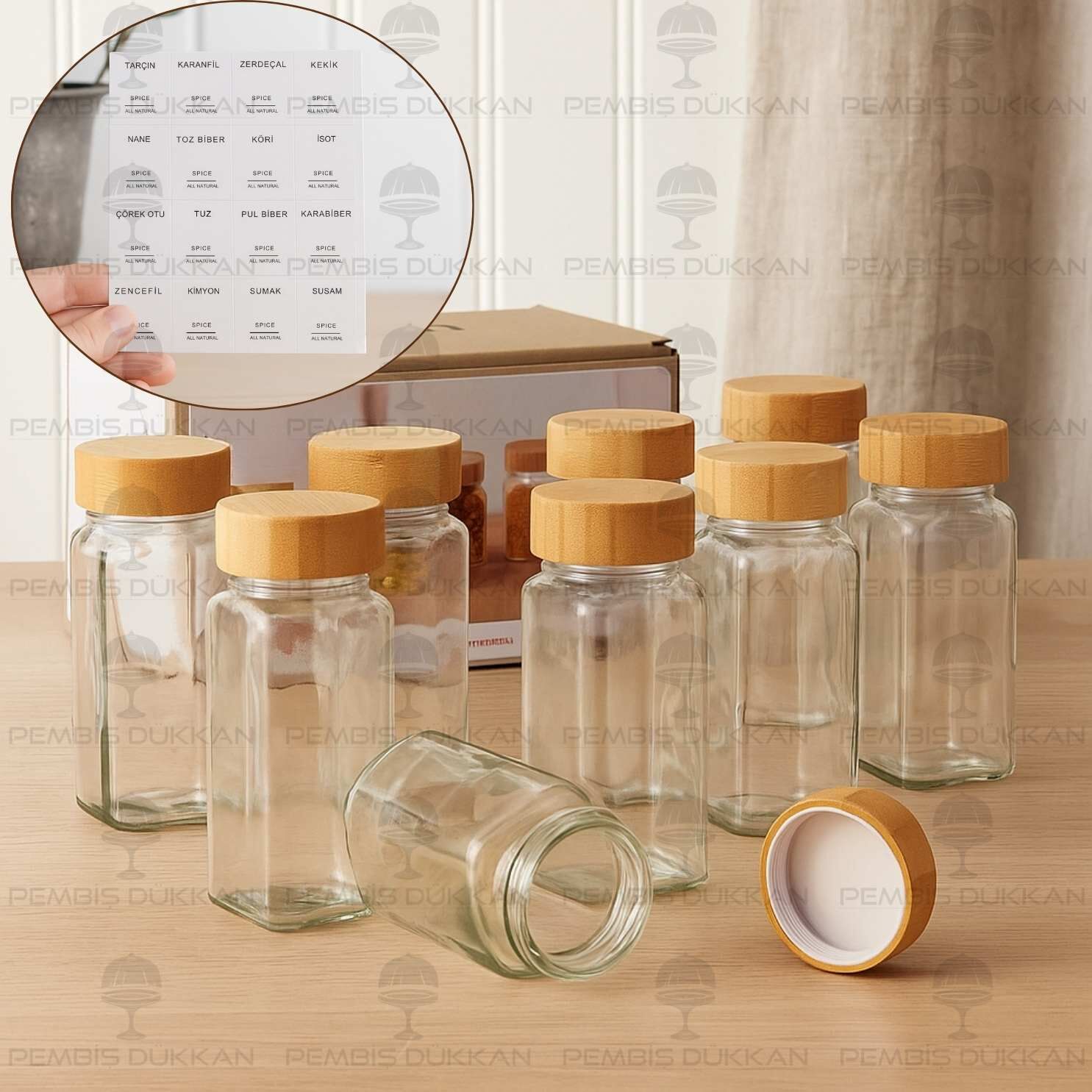 12Lİ BOHEM BAMBU KAPAKLI BAHARATLIK SET (7119008)