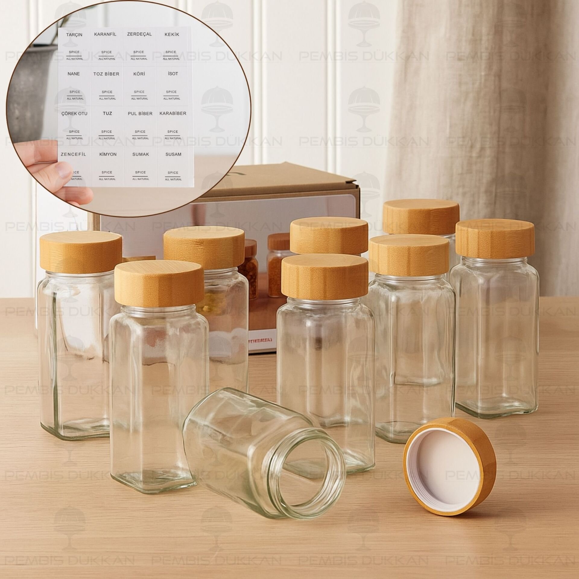 12Lİ BOHEM BAMBU KAPAKLI BAHARATLIK SET (7119008)