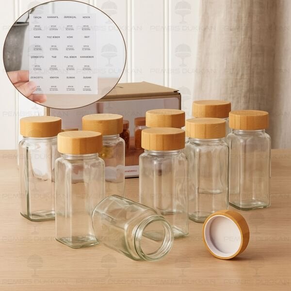 12Lİ BOHEM BAMBU KAPAKLI BAHARATLIK SET (7119008)
