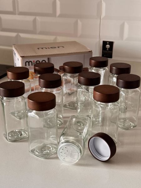 MN 12Lİ  AKASYA KAPAKLI BAHARATLIK SET