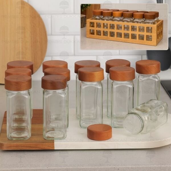 12Lİ BOHEM AKASYA KAPAKLI BAHARATLIK SET (7119009)