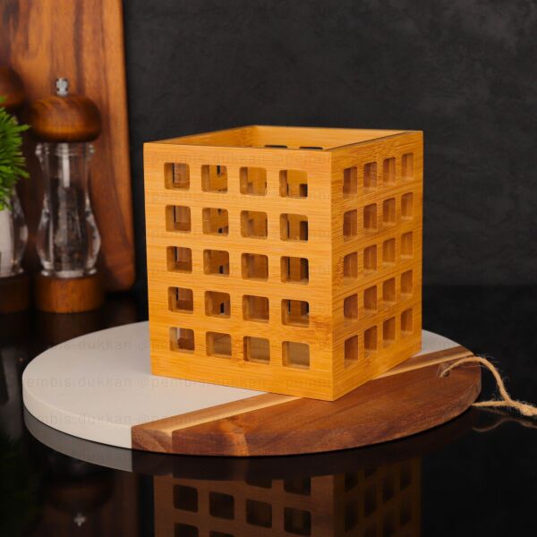 BAMBU KARE KAFES KEPÇELİK & KAŞIKLIK - ORGANİZER (951)