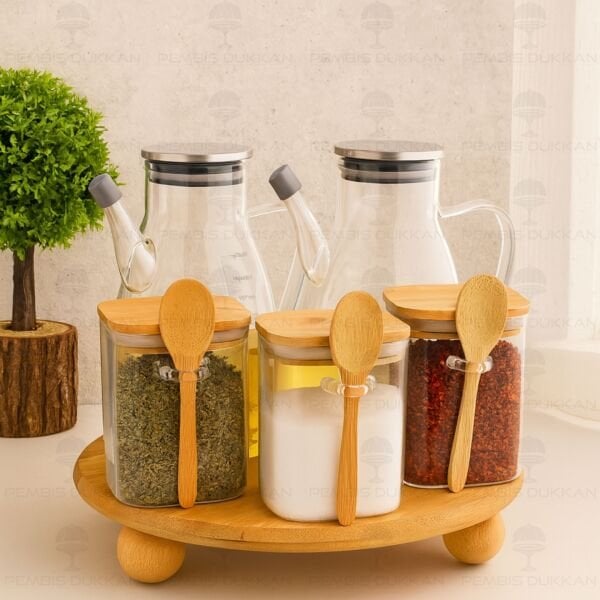 5Lİ YUVARLAK STANDLI, OCAK YANI YAĞDANLIK KOMBİN SET NO8