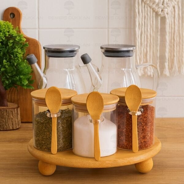 5Lİ YUVARLAK STANDLI, OCAK YANI YAĞDANLIK KOMBİN SET NO9