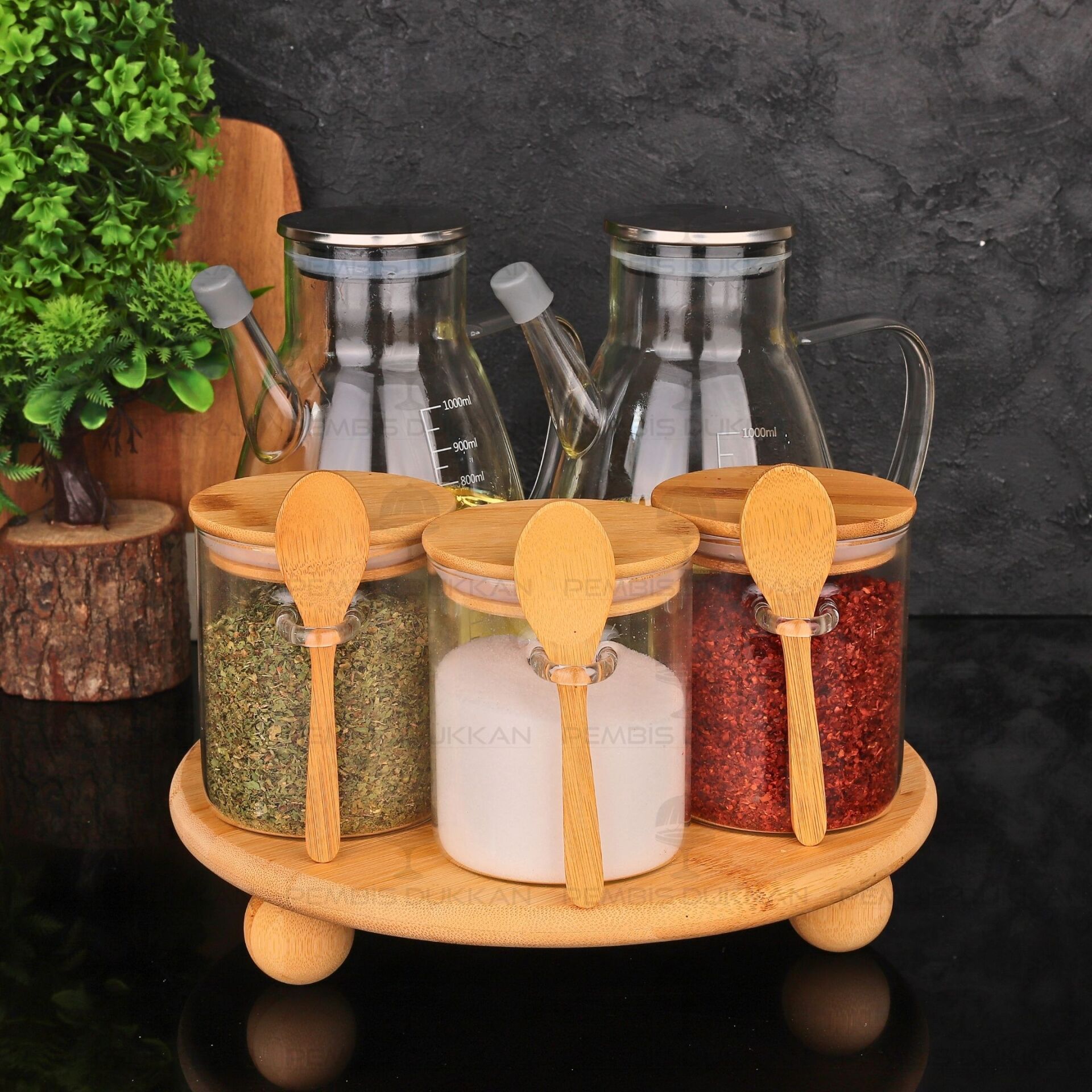 5Lİ YUVARLAK STANDLI, OCAK YANI YAĞDANLIK KOMBİN SET NO9