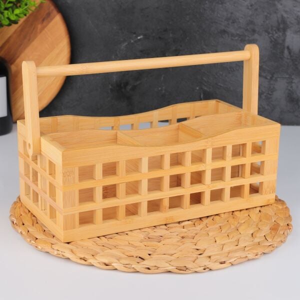 4 BÖLMELİ BAMBU DİKDÖRTGEN KAFES KAŞIKLIK(7B04)