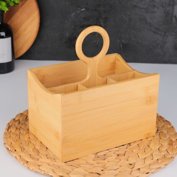 BAMBU 4 BÖLMELİ HALKA TUTACAKLI, GENİŞ KEPÇELİK & KAŞIKLIK (7B22)