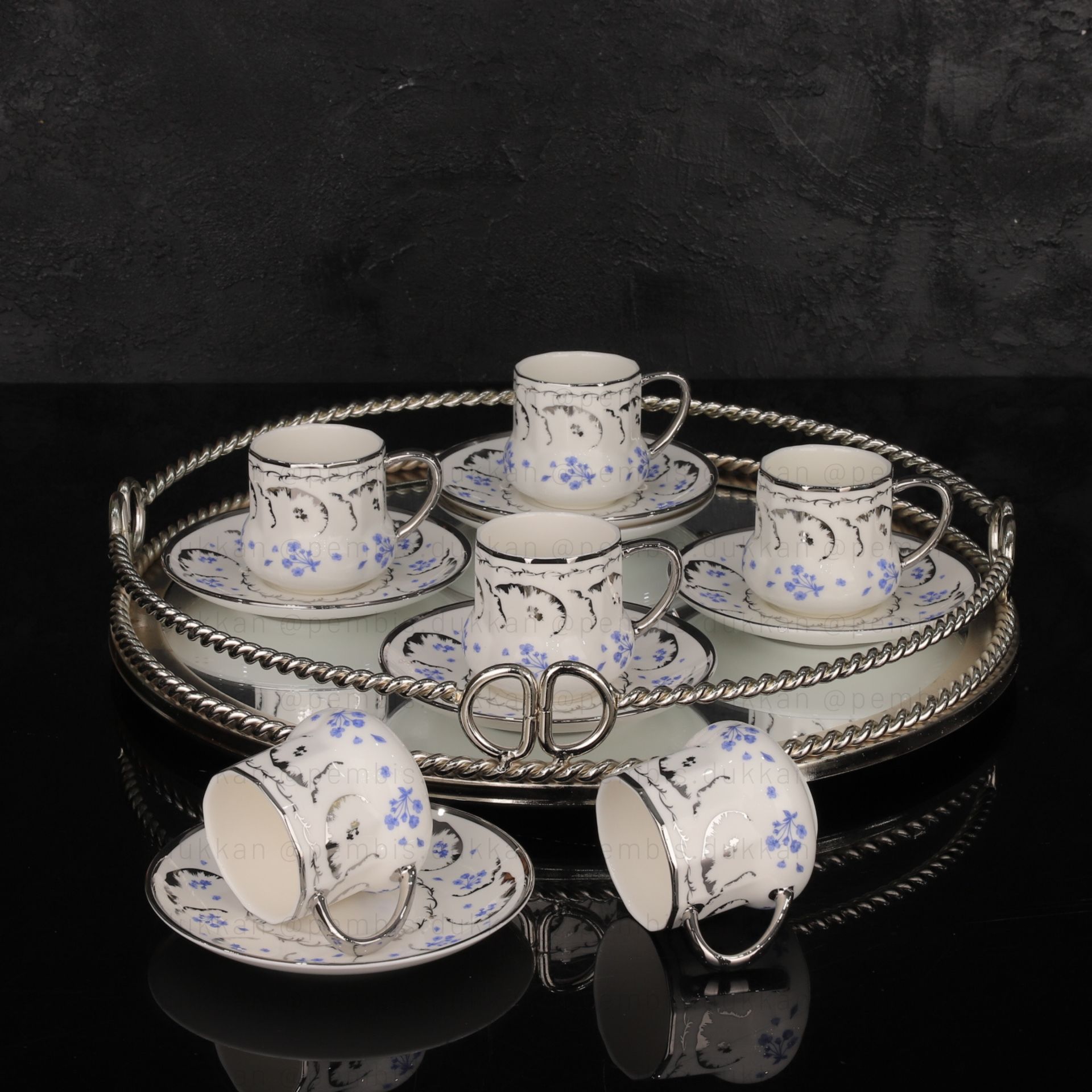 6 KİŞİLİK BLUE FİNCAN TAKIMI (0364)