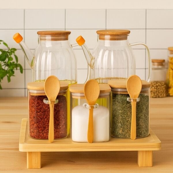 5Lİ KARE STANDLI, OCAK YANI YAĞDANLIK KOMBİN SET NO13