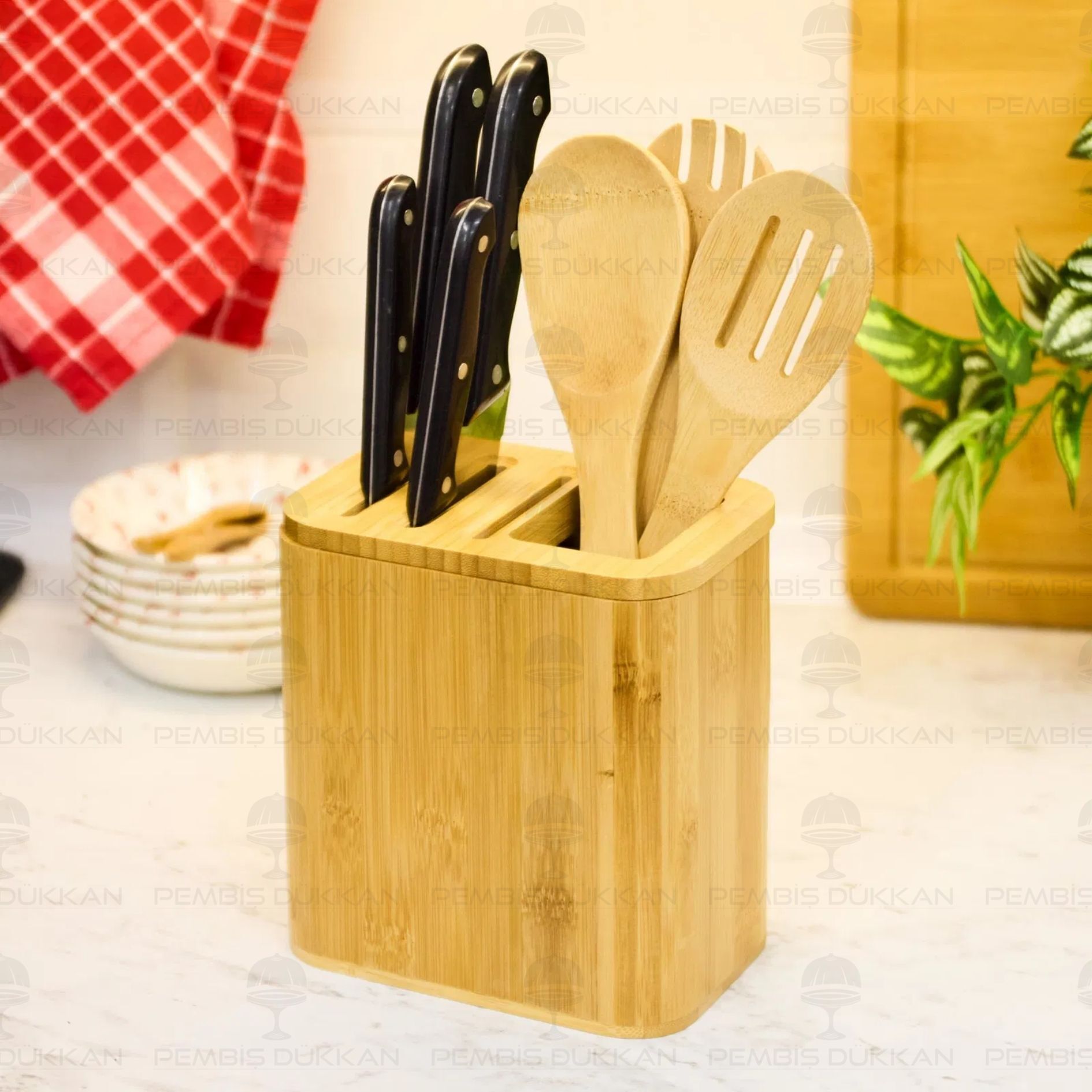 BAMBU KAŞIKLIK HAZNELİ, BIÇAK STANDI (7B25)