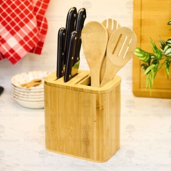 Bambu Kaşıklık Hazneli, Bıçak Standı (7b25)