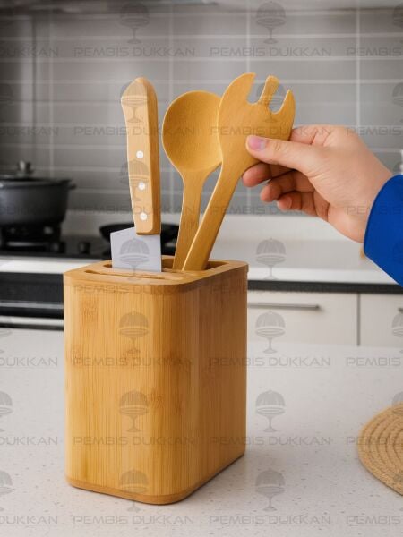 BAMBU KAŞIKLIK HAZNELİ, BIÇAK STANDI (7B25)