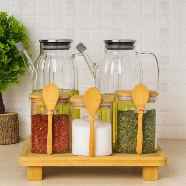 5Lİ KARE STANDLI, OCAK YANI YAĞDANLIK KOMBİN SET NO14