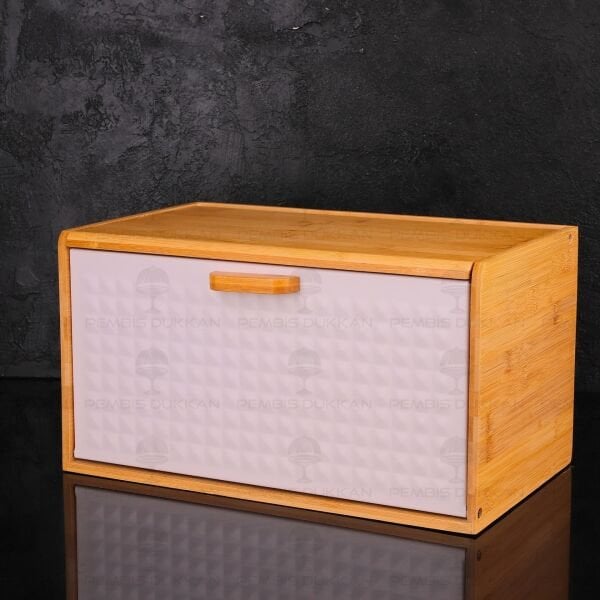 HİRA BEYAZ METAL KAPAKLI, BAMBU EKMEKLİK (5T10)