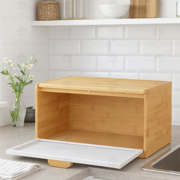 HİRA BEYAZ METAL KAPAKLI, BAMBU EKMEKLİK (5T10)