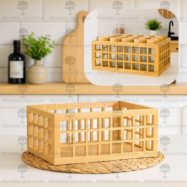 BAMBU KAFES KASA, KISA DİKDÖRTGEN STAND & ORGANİZER (7B13)