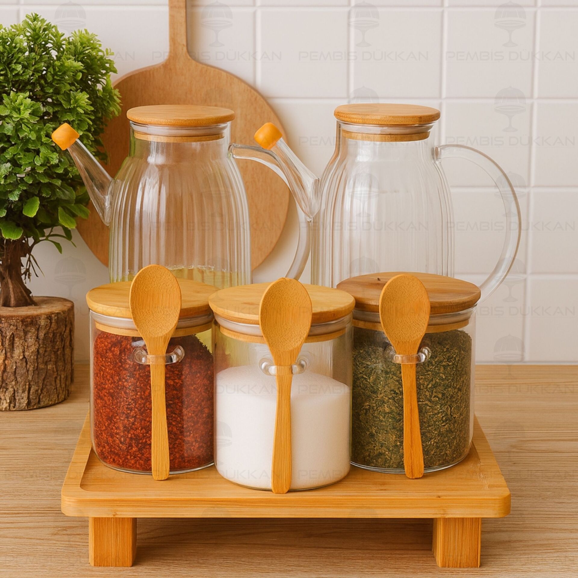 5Lİ KARE STANDLI, OCAK YANI YAĞDANLIK KOMBİN SET NO15