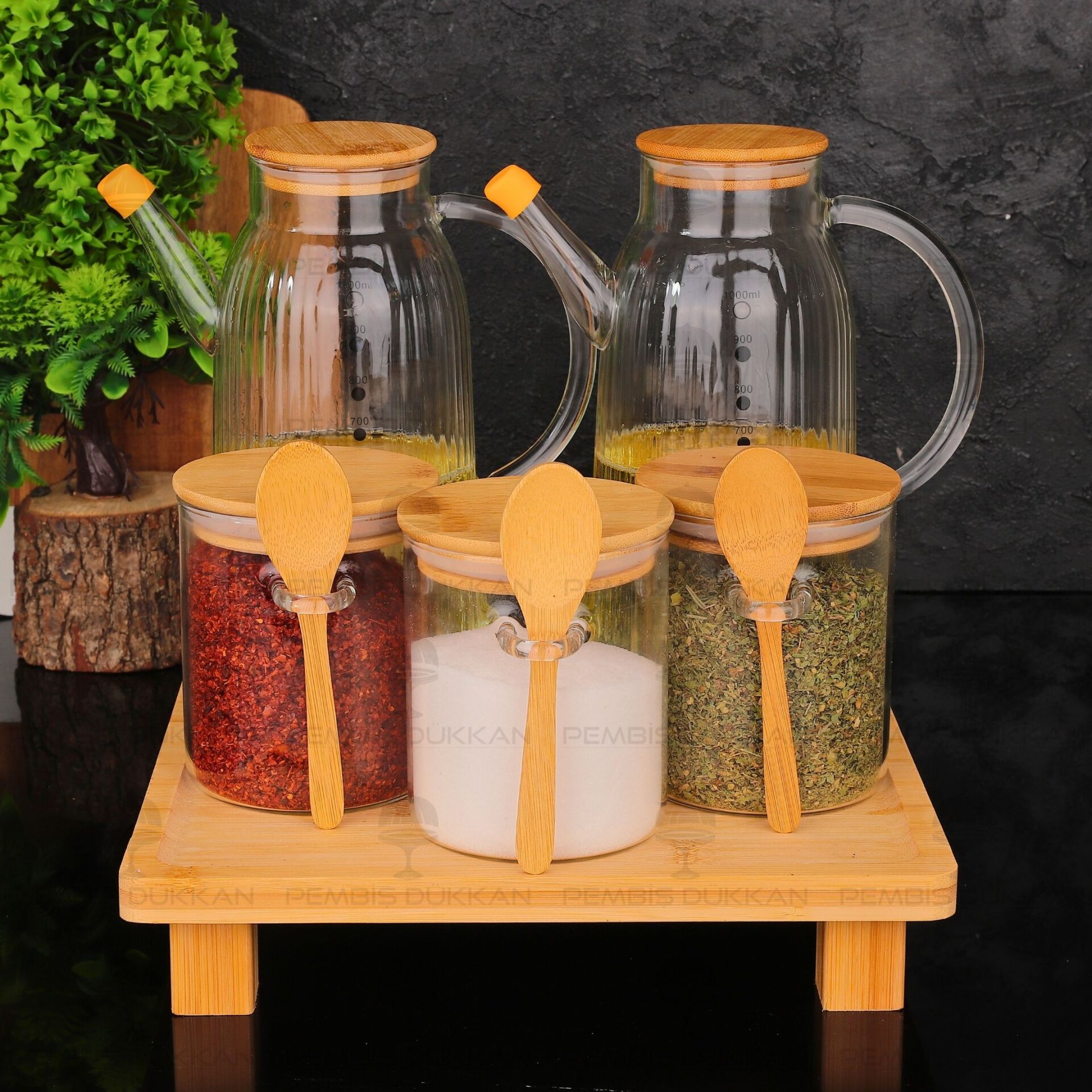 5Lİ KARE STANDLI, OCAK YANI YAĞDANLIK KOMBİN SET NO15