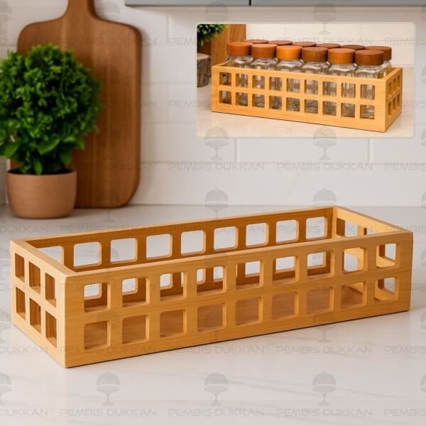 BAMBU KAFES KASA, UZUN DİKDÖRTGEN STAND & ORGANİZER (1281)